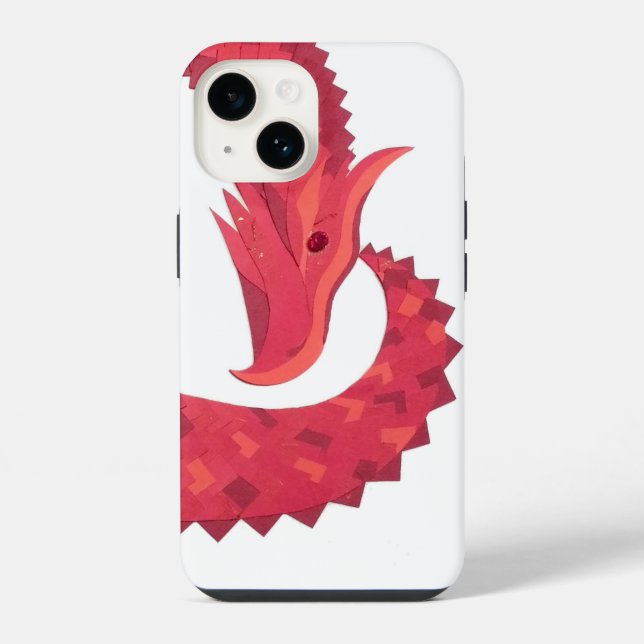 Funda Para iPhone dragón de corazón rojo sobre blanco (Reverso )