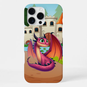 Funda Para iPhone 16 Pro Max Dragón de dibujos animados morado/rojo lindo