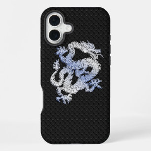 Funda Para iPhone 16 Plus Dragón de estilo Chrome en estampado de piel de se