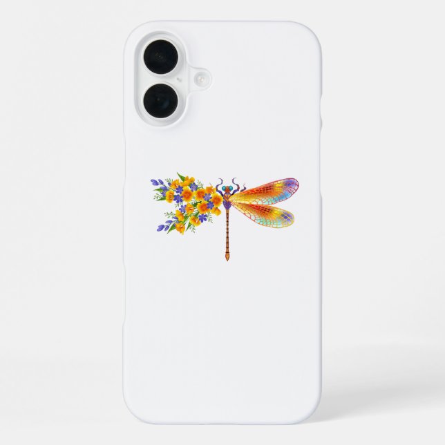 Funda Para iPhone Dragón de flores amarillas (Reverso )
