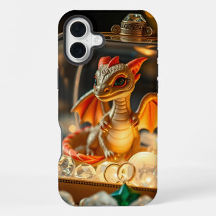 Funda Para iPhone 16 Plus Dragón lindo en una caja de joyas