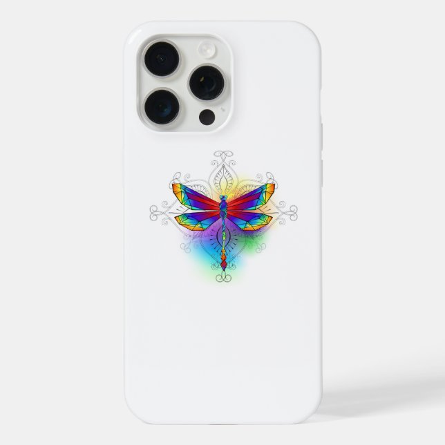 Funda Para iPhone Dragón poligonal arcoiris (Reverso )
