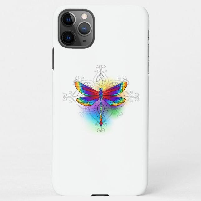 Funda Para iPhone Dragón poligonal arcoiris (Reverso)
