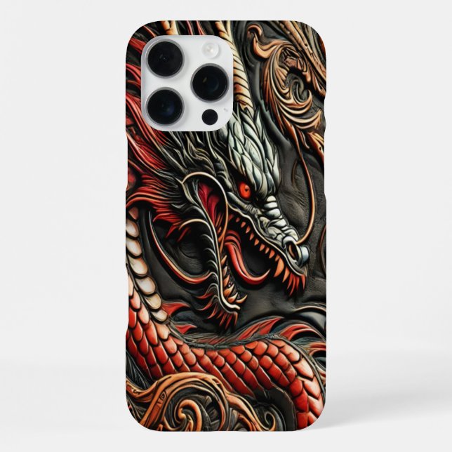 Funda Para iPhone Dragón Rojo Audaz Dramático (Reverso )
