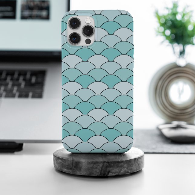 Funda Para iPhone Dragon Scales, Fans, Waves, Seigaiha, Blue (Subido por el creador)