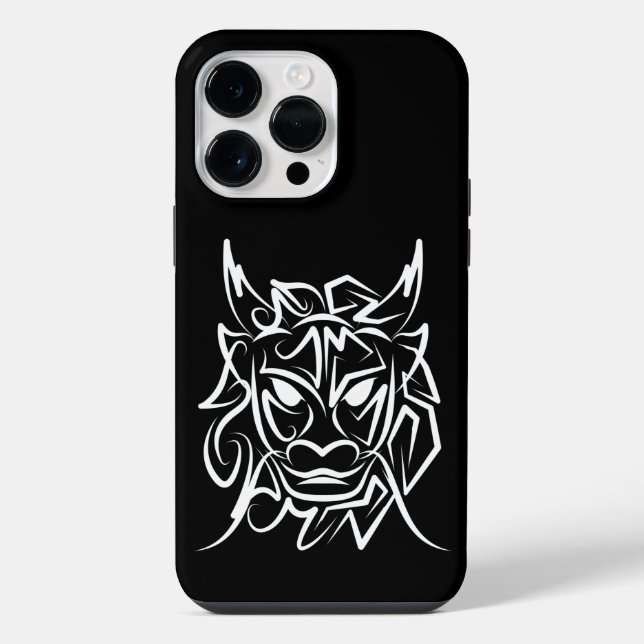 Funda Para iPhone Dragón tribal blanco y negro (Reverso )
