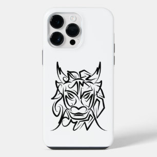 Funda Para iPhone 14 Pro Max Dragón tribal blanco y negro