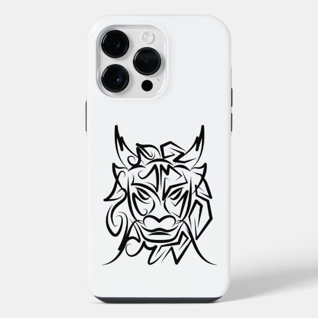 Funda Para iPhone Dragón tribal blanco y negro (Reverso )