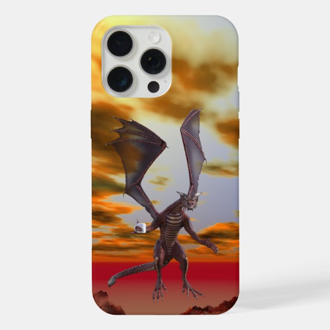 Funda Para iPhone Dragón Volador Rojo con Café (Reverso )