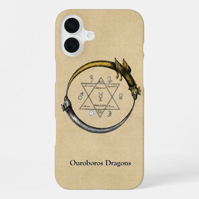 Funda Para iPhone Dragones Ouroboros con nombre (Reverso )