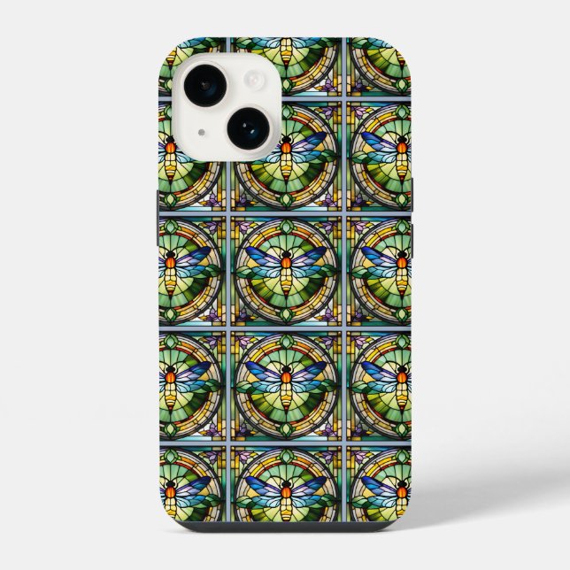 Funda Para iPhone Dragonfly de vidrio manchado (Reverso )