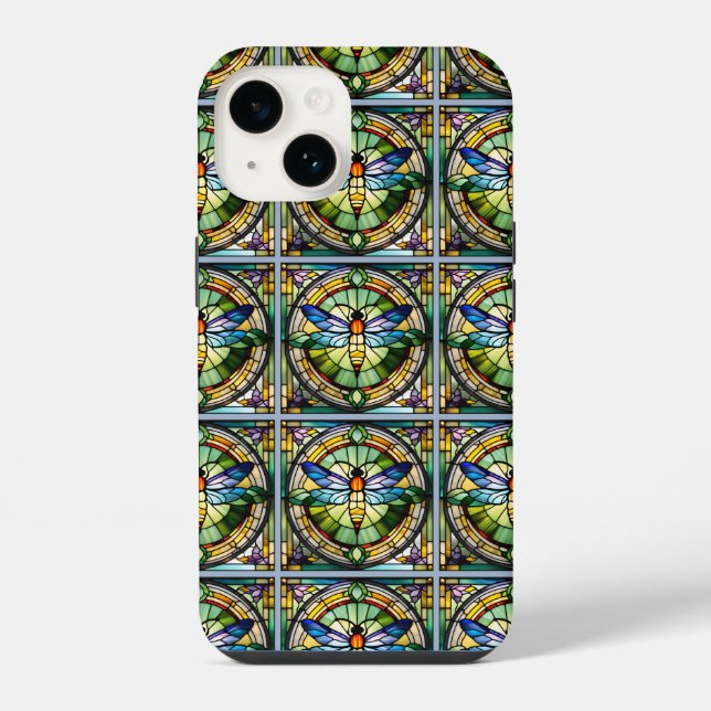 Funda Para iPhone Dragonfly de vidrio manchado (Reverso )