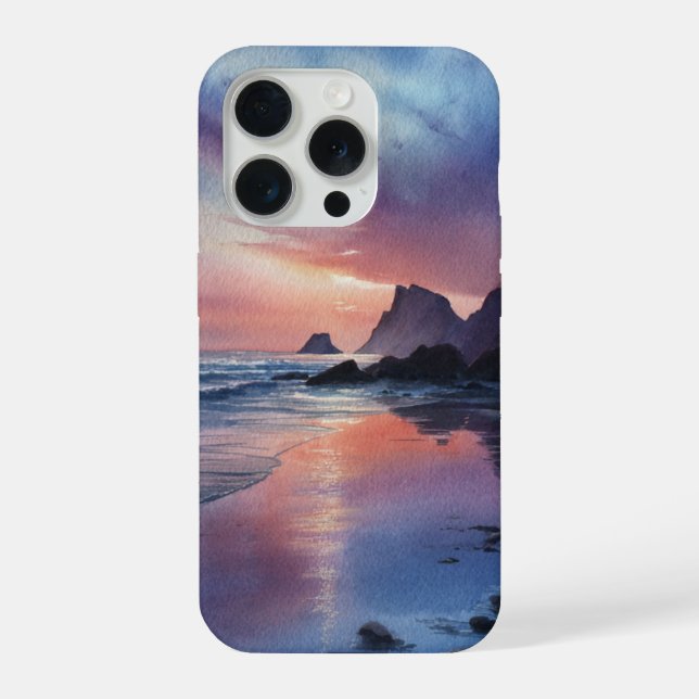 Funda Para iPhone Dreamscape Coastal Sunset Cover iPhone 15  (Reverso )