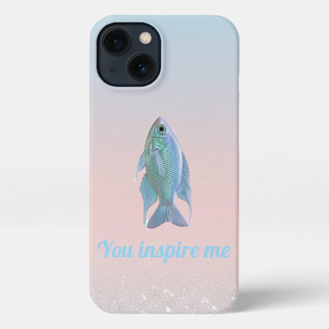 Funda Para iPhone Dreamy Pastel Blue Fish Inspirational Quote (Reverso )