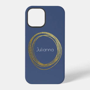 Funda Para iPhone 12 Pro Dulce Abstracto Dorado Brillante Azul Marino Perso