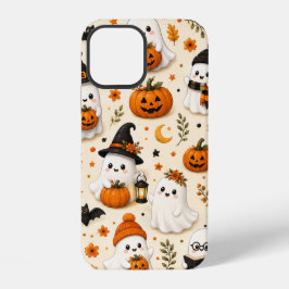 Funda Para iPhone 12 Dulce Patrón de Fantasma y Calabaza de Halloween