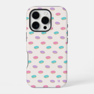 Funda Para iPhone 16 Pro Dulces Donas Rosadas Turquesas y Moradas Patrón Pe