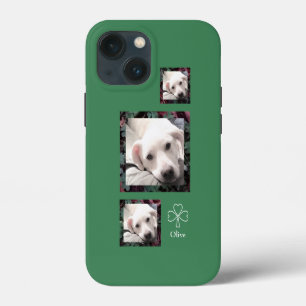 Funda Para iPhone 13 Mini Dulces tréboles y tréboles bonitos cachorros verde