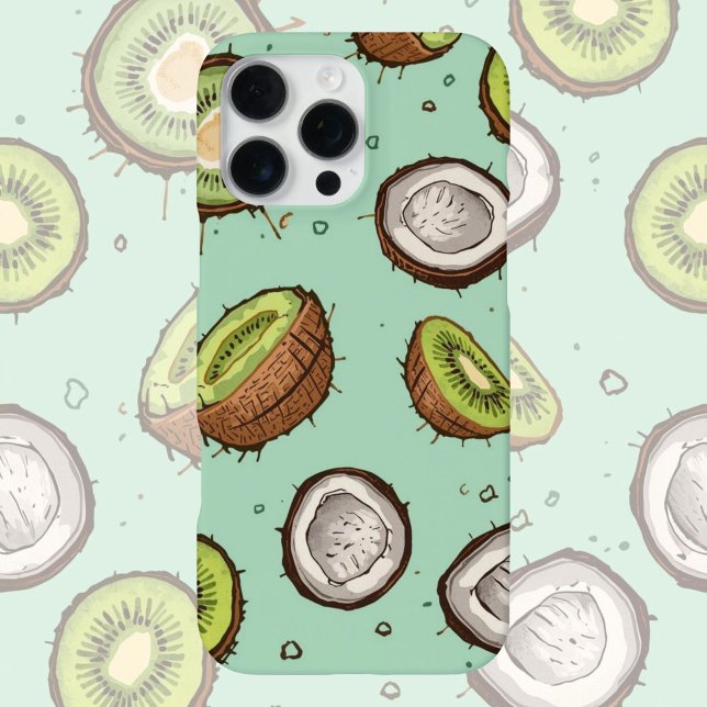 Funda Para iPhone Dúo de Kiwi y Coco | Frutas Tropicales Acuarela  (Subido por el creador)