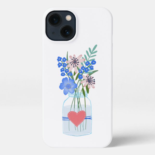 Funda Para iPhone Dusty Blue Periwinkle Masons Jar (Reverso )