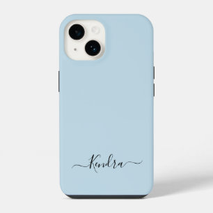 Funda Para iPhone 14 Dusty Blue Simple Minimalista Nombre Personalizado