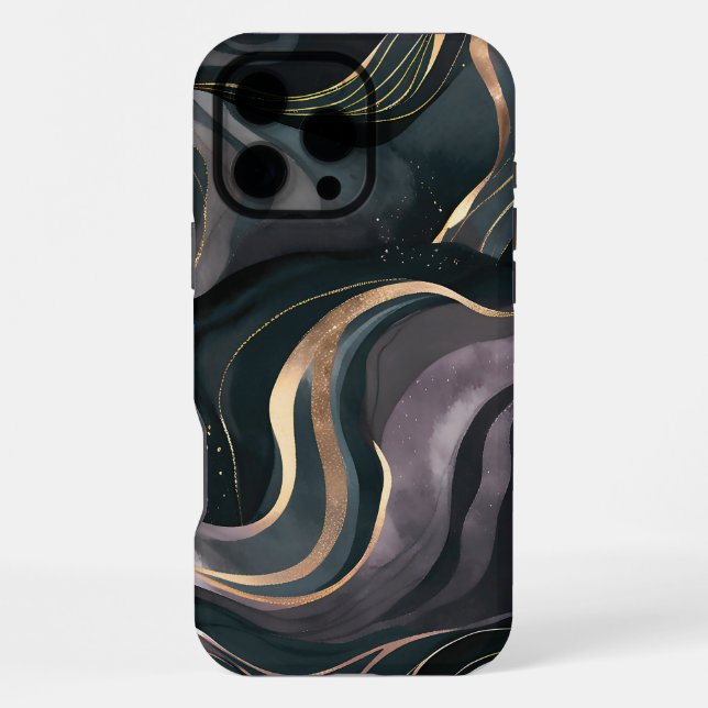 Funda Para iPhone Eclipse de terciopelo | Flujo oscuro de mármol dor (Reverso )