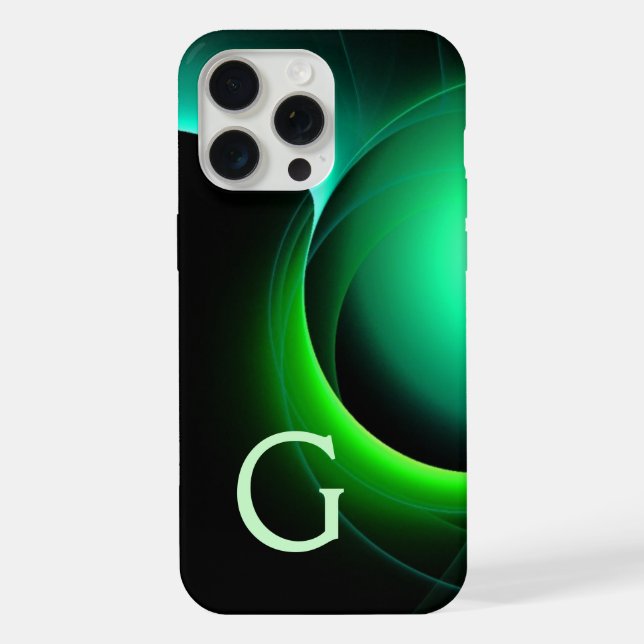 Funda Para iPhone ECLIPSE MONOGRAM Negro verde vibrante (Reverso )