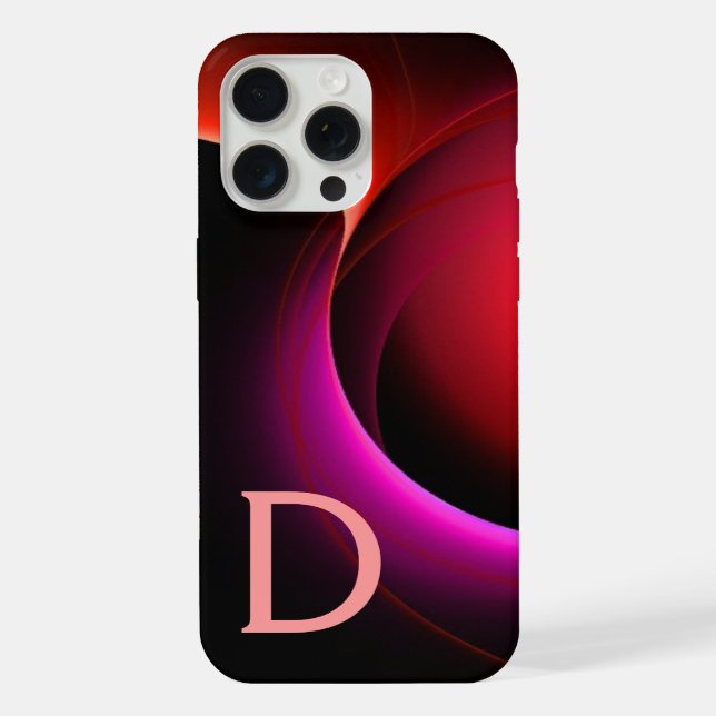 Funda Para iPhone ECLIPSE MONOGRAM Negro Violeta Rosa Rojo Remolinos (Reverso )