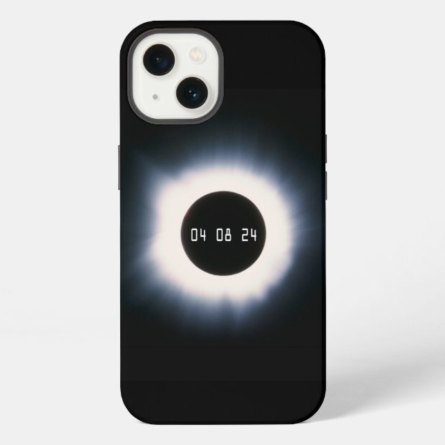 Funda Para iPhone Eclipse Total de Sol de 2024 en Blanco y Negro (Reverso )