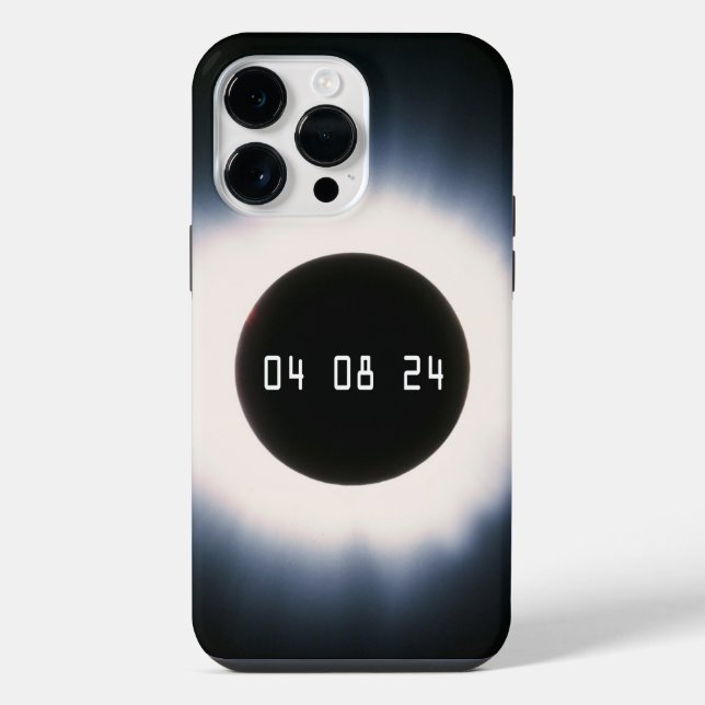 Funda Para iPhone Eclipse Total Solar de 2024 en Blanco y Negro (Reverso )