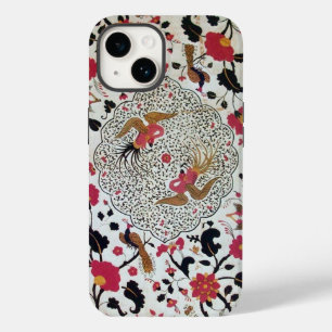 FUNDA PARA iPhone 14 EDEN / ELEGANTES FLORES ROJAS BLANCAS Y AVES