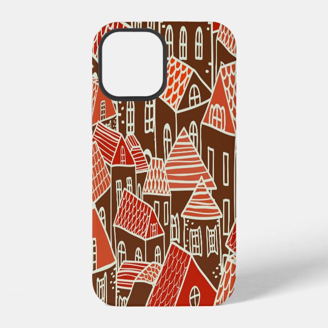 Funda Para iPhone Edificios de ciudad antiguos patrón continuo (Reverso )