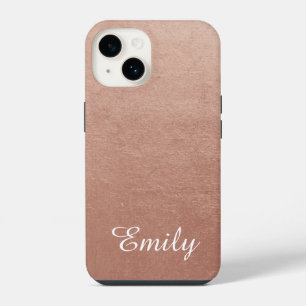 Funda Para iPhone 14 Efecto de foto de papel de aluminio dorado rosa pe