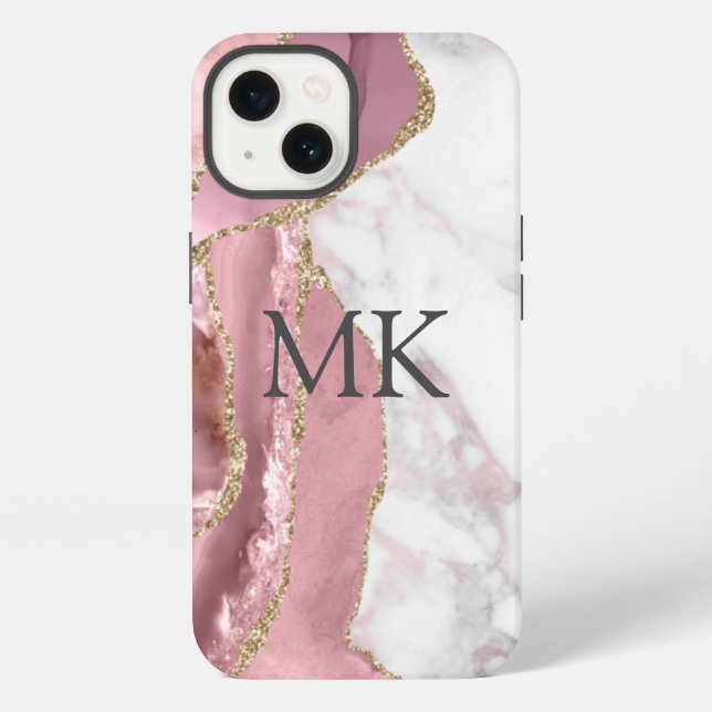 Funda Para iPhone Efecto Mármol Rosa Dorado Chic (Reverso )