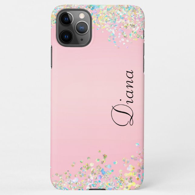 Funda Para iPhone Efecto Purpurina rosado bonito (Reverso)