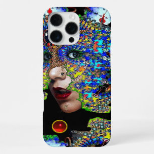 FUNDA PARA iPhone 16 PRO MAX EFÍMERO/ MUJER CON MÁSCARA FRACTAL COLORIDA
