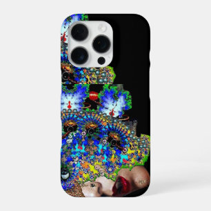 FUNDA PARA iPhone 16 PRO EFÍMERO/ MUJER CON MÁSCARA FRACTAL COLORIDA