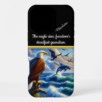Funda Para iPhone 16 Pro Max El águila observa la ballena en las olas del océan