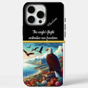 Funda Para iPhone 16 Pro Max El águila se eleva sobre la puesta de sol de la co