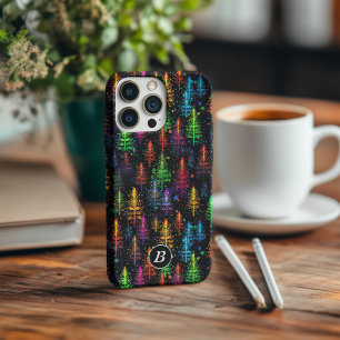 Funda Para iPhone 14 Pro Max El colorido árbol de Navidad resplandeciente en un