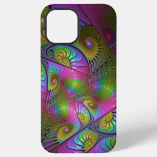 Funda Para iPhone 12 Pro Max El Colorido Arte Fractal Abstracto Trippy Luminoso