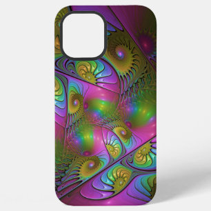 Funda Para iPhone 12 Pro Max El Colorido Arte Fractal Abstracto Trippy Luminoso