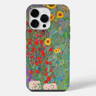 Funda Para iPhone 14 Pro Max El jardín de la granja Gustav Klimt con girasoles
