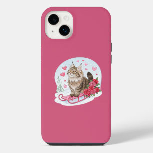 Funda Para iPhone 14 Plus El lindo gato Maine coon en mi Ski 