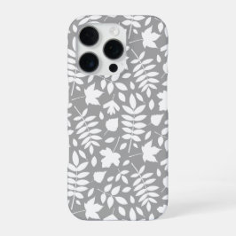 Funda Para iPhone 16 Pro El patrón de las hojas caídas en blanco sobre gris