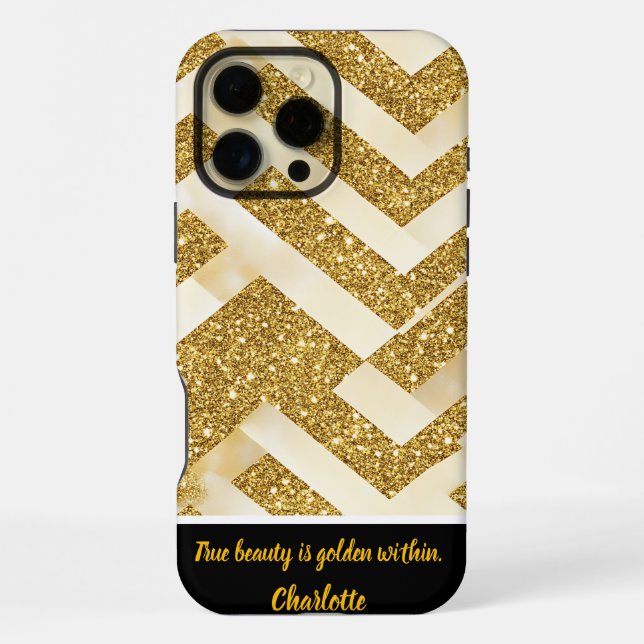 Funda Para iPhone El patrón zigzag dorado brilla (Reverso )