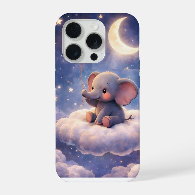 Funda Para iPhone Elefante soñador y iPhone 15 Pro Slim luna (Reverso )