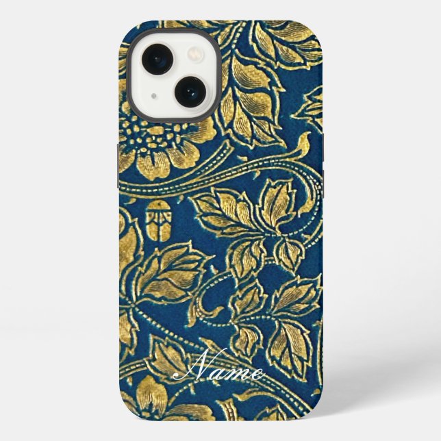 Funda Para iPhone Elegancia Azul Dorada  (Reverso )
