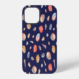 Funda Para iPhone 12 Elegancia de la concha: Patrón azul de verano.