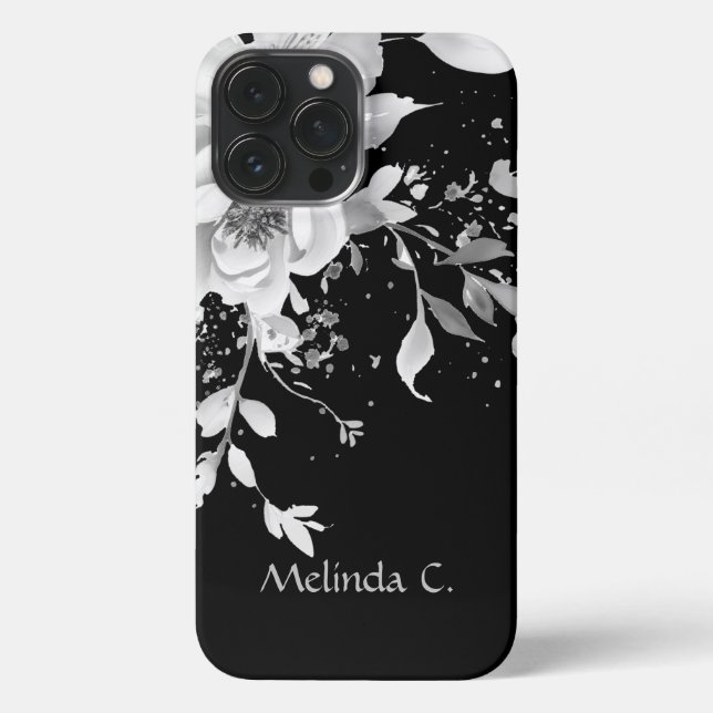Funda Para iPhone Elegancia ineludible Floral blanca y negra (Reverso )